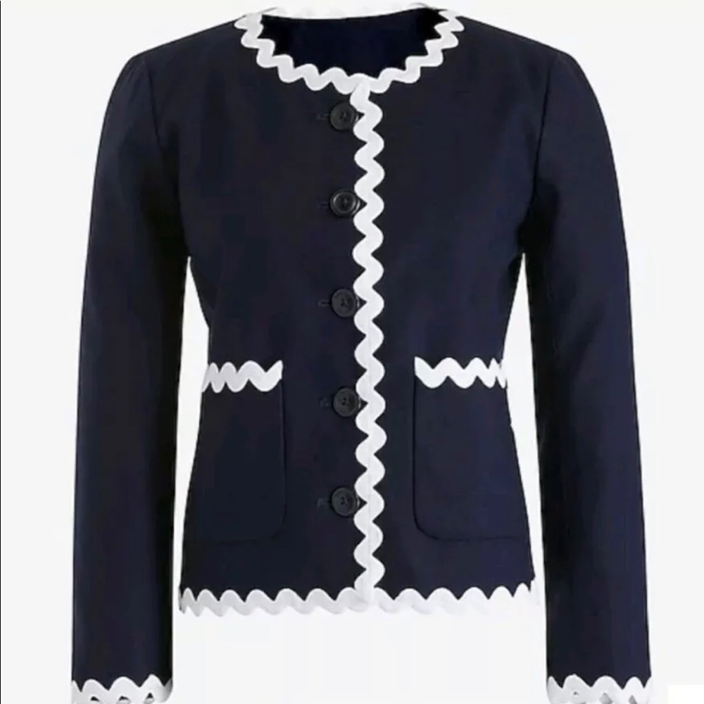 J crew lady jacket with rick rack trim